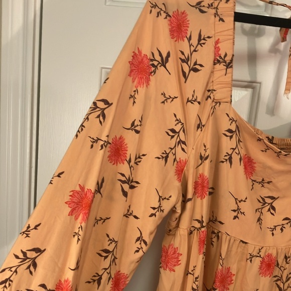 SO Peach Floral Mini Peasant Dress Light and Perfect for Spring/Summer! Size XXL - Picture 5 of 5